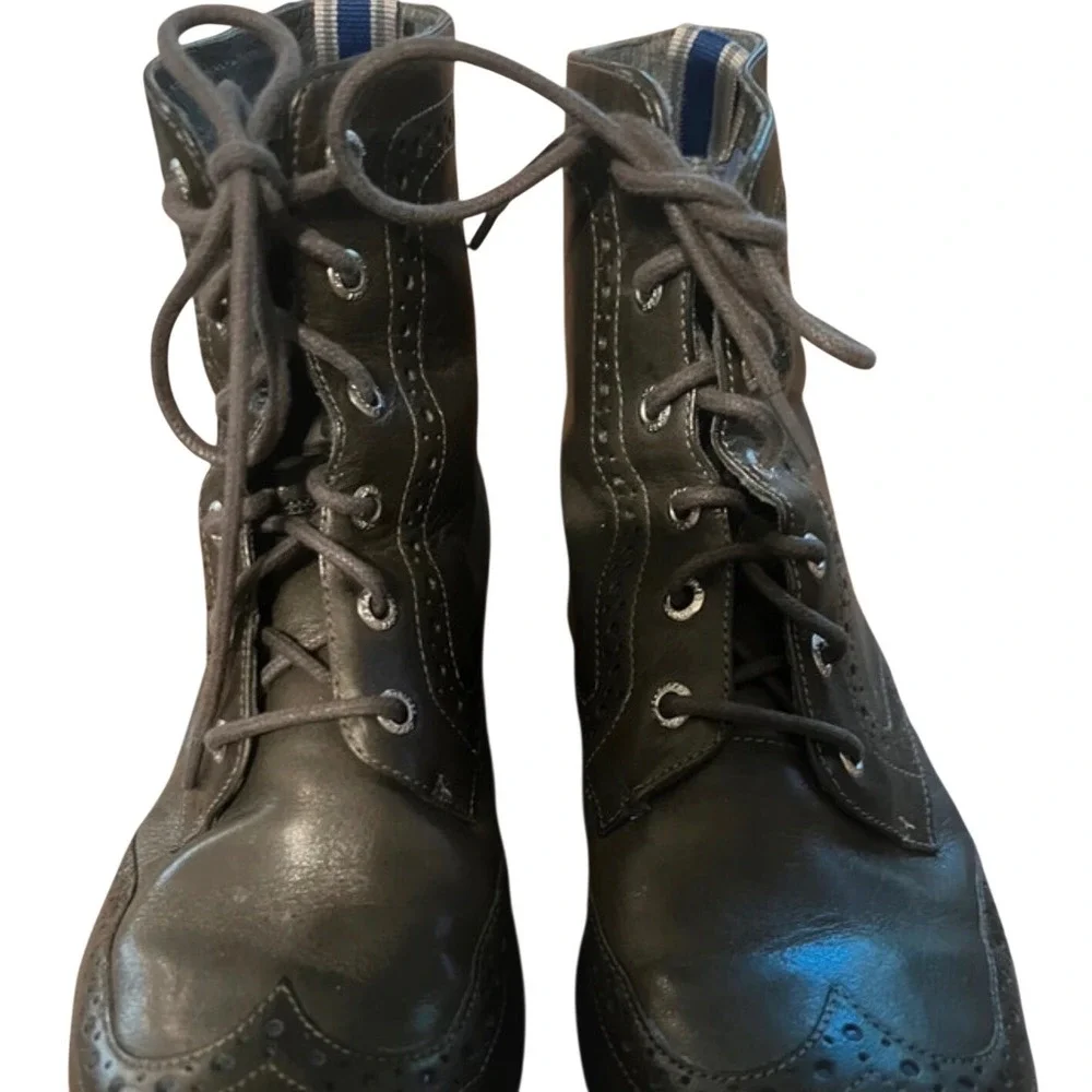 Sperry Top-Sider Mens Olive Green Leather Wingtip Brogue Lace Ankle Boots S 7.5
